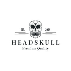 skull head logo simple design vintage retro pirate emblem illustration template