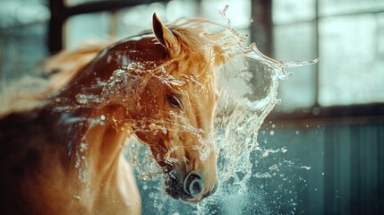 Dynamic Molten Gold Horse in Motion: An Elegant Metallic Abstract Design for a Striking Sports Interior Poster