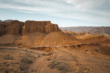 Aerial view of famous Konorchek canyon in Kyrgyzstan