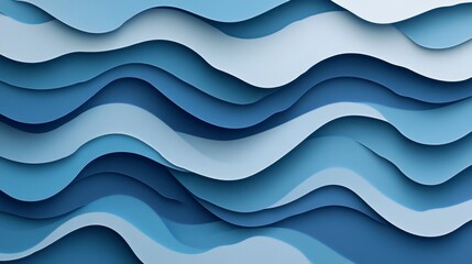 Fototapeta premium Abstract Blue Wave Pattern Background - Calming Paper Art Design
