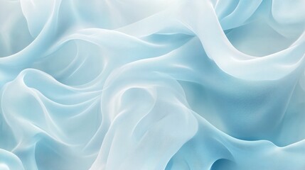 Obraz premium Abstract Light Blue Fabric Waves, Soft Draped Textile Background