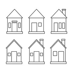 set of home icon with one outline