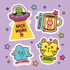 Sticker Text Balloon Hand Drawn Doodle Element Vector Collection 
