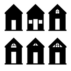 set of home icon silhouette