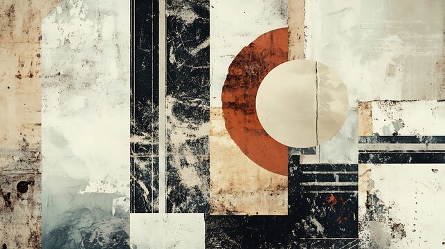 Abstract digital painting with geometric shapes in an expressive style.. AI Generated