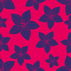 Seamless and random patterns of blue gardenia on pink background