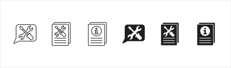 Customer service and support chat online icon set. Help center and information hot line icons. technical support mail contact signs. Vector stock illustration.