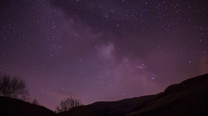 Stars pink sky purple galactic background