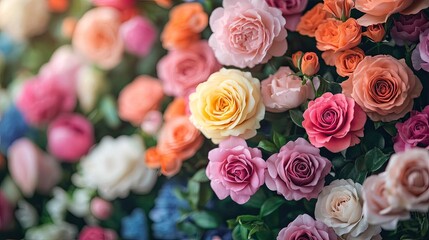 Flower Background: A floral background featuring a mix of colorful blooms, ideal for creating a soft, elegant backdrop for invitations, designs, or nature-themed projects.