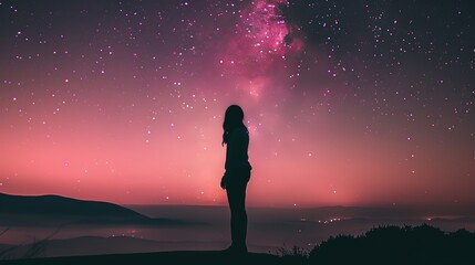 Obraz premium Aesthetic pink sky purple galactic background