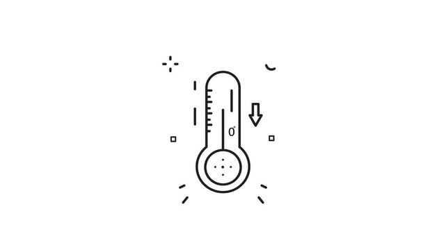 Weather temperature thermometer line art minimalist animation 2D video for winter concept , simple weather icon animated footage motion graphic illustration design