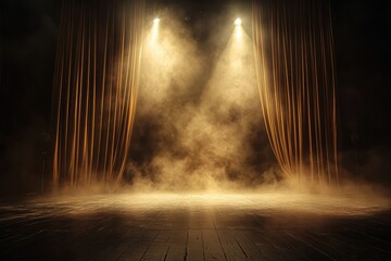 Theatrical Stage Dramatic Lighting Fog Captivating Performance