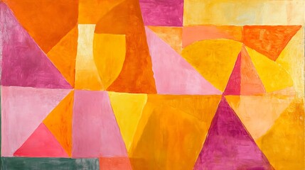 Vibrantly abstract geometric shapes digital painting colorful background. AI Generated