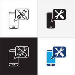 Customer service and support online application icon set. Help center and information hot line mail address icons. technical support mail contact signs. Vector stock illustration.