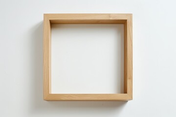Square light wood frame isolated on white.