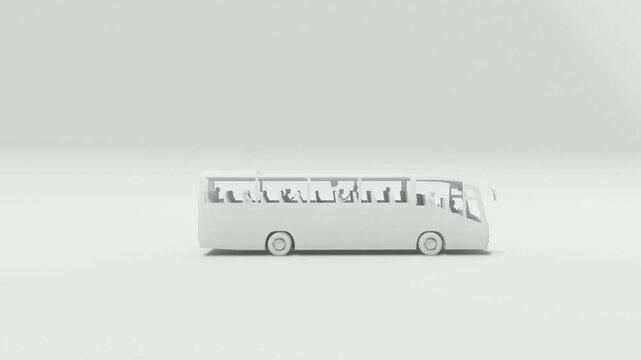 Bus 3d rendered on white isolated