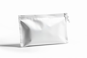Obraz premium White zipper pouch mockup isolated on white background.