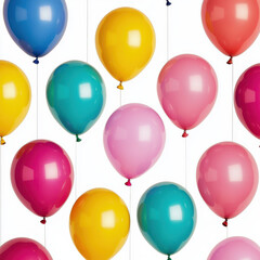 Colorful balloons floating with glossy textures, isolated design on white background
