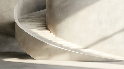 Winding steps photo in sunlit smooth concrete.. AI Generated
