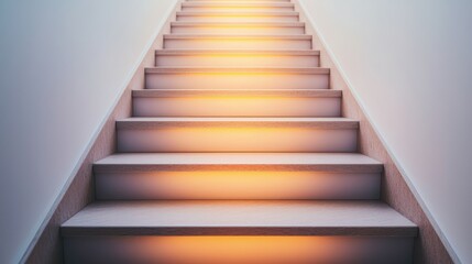 Struggling with perseverance and determination on the bright staircase of life indoor inspirational perspective