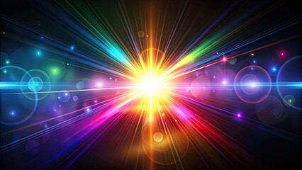 Colorful lens flares shining brightly in a dark background, colorful, lens flares, bright, vibrant, colorful, abstract