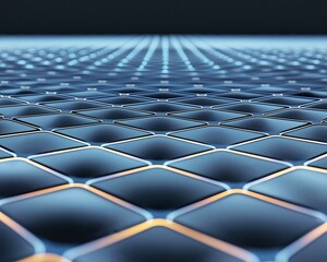 Naklejka premium Futuristic grid pattern with blue and orange highlights.