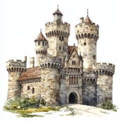 Medieval Stone Castle Illustration