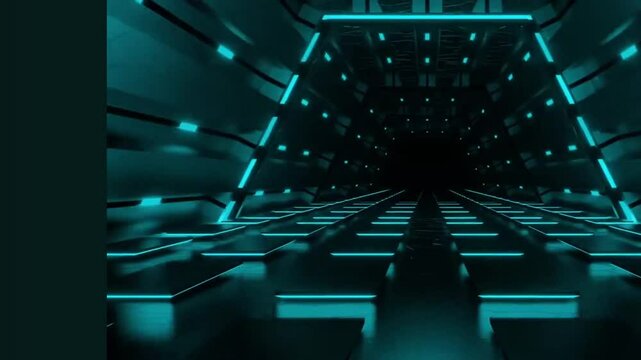 An uneven rectangular tunnel with a glowing light blue hue creates a mesmerizing visual effect, perfect for modern and futuristic designs. Rendered in stunning K4 resolution, the smooth transitions
