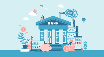 Naklejka premium BaaS ( Banking as a Service ) vector banner illustration