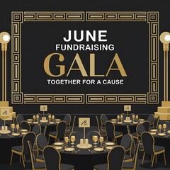 June Fundraising Gala Event Elegant Tables Setting
