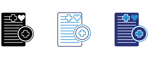 Health care report icon vector set, medical health report icon vector set isolated on white background.