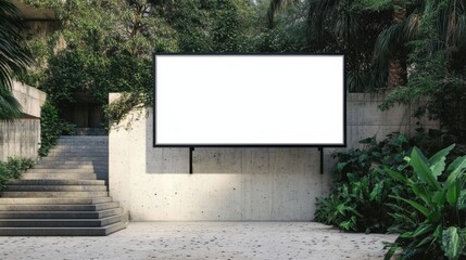 Fototapeta premium Surrounded by lush greenery, the billboard provides visibility.