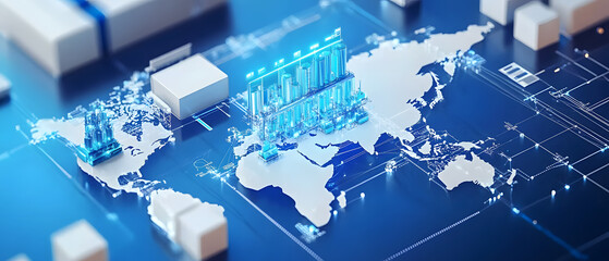 Digital data visualization insights global landscape infographic technology aerial view data analytics for business growth