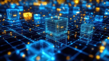 Conceptual imagery of big data storage and cloud processing utilities.