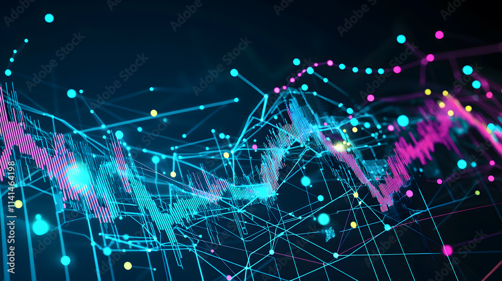 Poster dynamic data visualization process digital space infographic abstract background modern perspective 