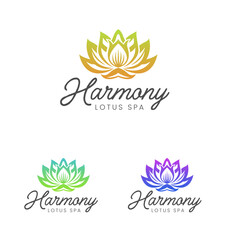 Harmony Lotus Spa yellow green lotus flower logo design suitable for wellness branding, beauty products, natural skincare, and relaxation concepts. EPS Layered Vector File