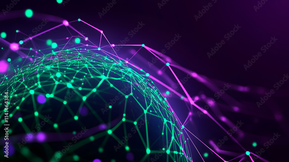 Poster dynamic digital network visualization global perspective infographic style high-tech environment abs