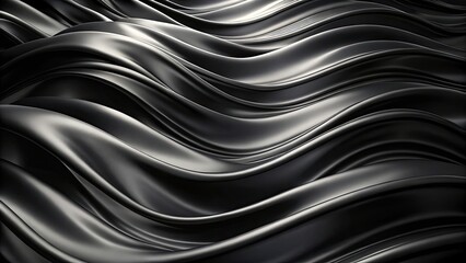 Elegant black waves background with satin ripples , silk, crumples, minimalistic, dark, soft, elegant, backdrop, render,waves