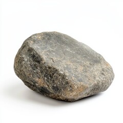 Gray, rough, round, natural stone isolated on white background.