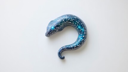 A whimsical, starry blue creature shaped like a snake, featuring a shimmering finish that evokes a sense of magic and wonder.