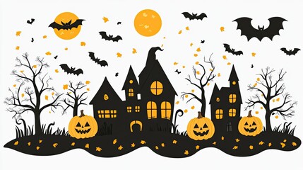 Halloween Clipart: Spooky Halloween clipart images featuring pumpkins, witches, ghosts, and bats, ideal for seasonal designs, party invitations, or spooky content