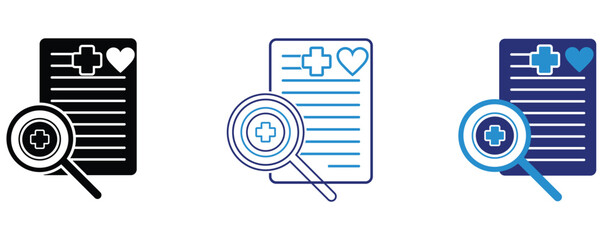 Diagnosis report icon vector set, clinical research report icon vector set isolated on white background.