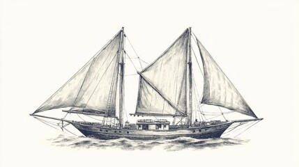 A beautiful representation of maritime artistry through hand drawn techniques.