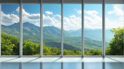 Modern minimalist display window with neutral tones, perfect for product showcasing or advertising background