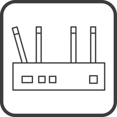 wifi router icon in line black square frames, line icon