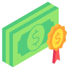 Bonds isometric 3D color icon. use for modern concept, print, UI, UX kit, web and app development. Vector EPS 10, related to education, business, finance.