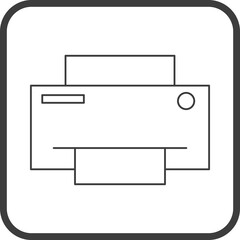 printer icon in line black square frames, line icon
