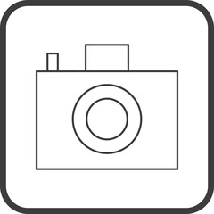 camera icon in line black square frames, line icon