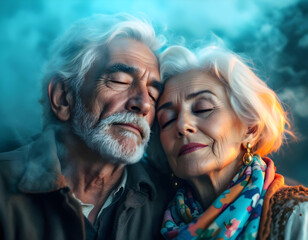 Old man and women love each other in background ai generated