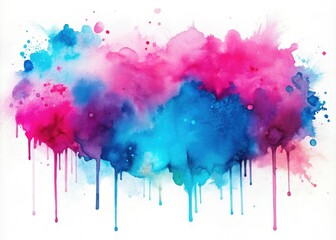 Fototapeta premium Abstract Watercolor Drip Banner Design, Pink Blue Stain